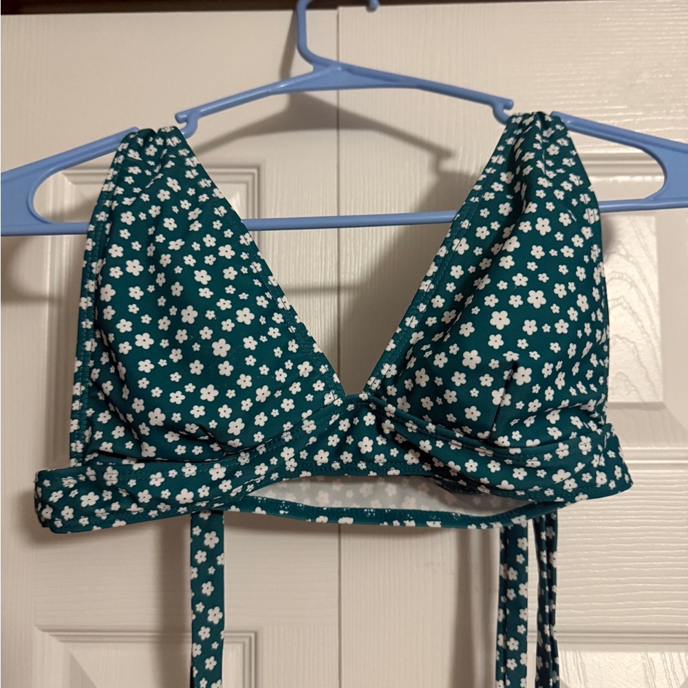 Floral Teal Bikini Top